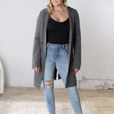 Raelle Open Basic Sweater Coat - Charcoal - FINAL SALE