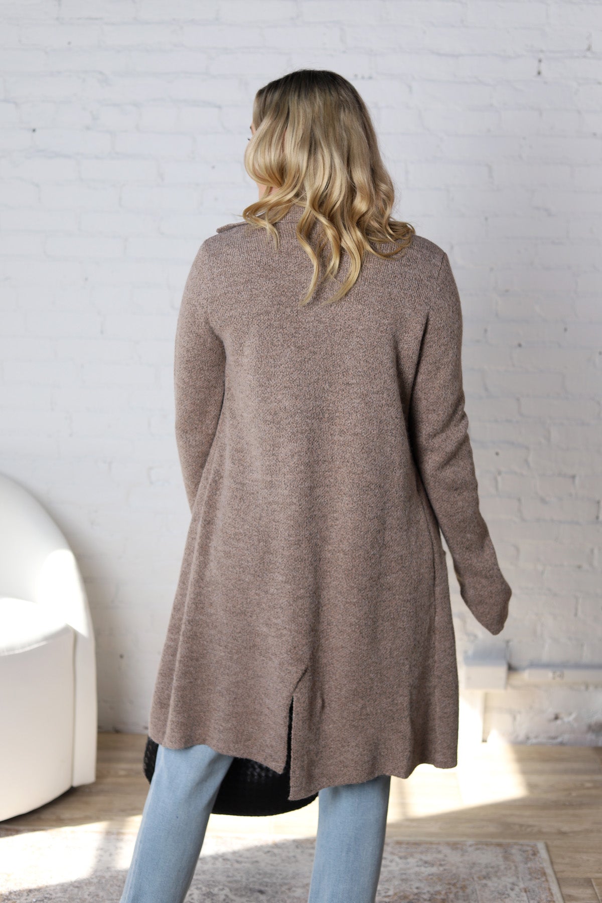 Raelle Open Basic Sweater Coat - Taupe