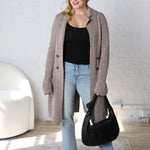 Raelle Open Basic Sweater Coat - Taupe