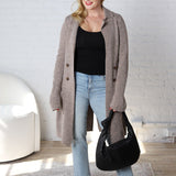 Raelle Open Basic Sweater Coat - Taupe