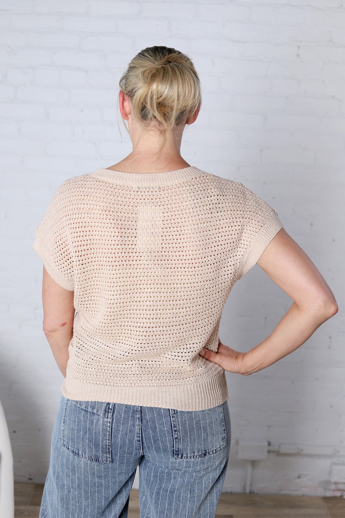 Raina Open Weave Wide Neck Sweater Top