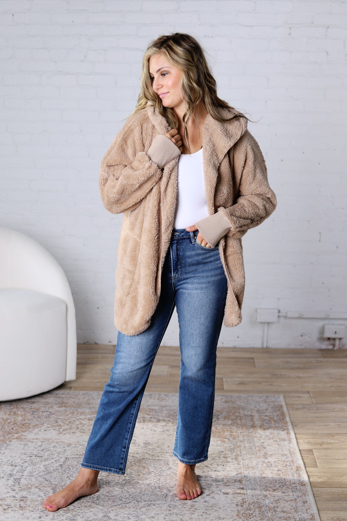 Raina Soft Faux Fur Jacket - Taupe