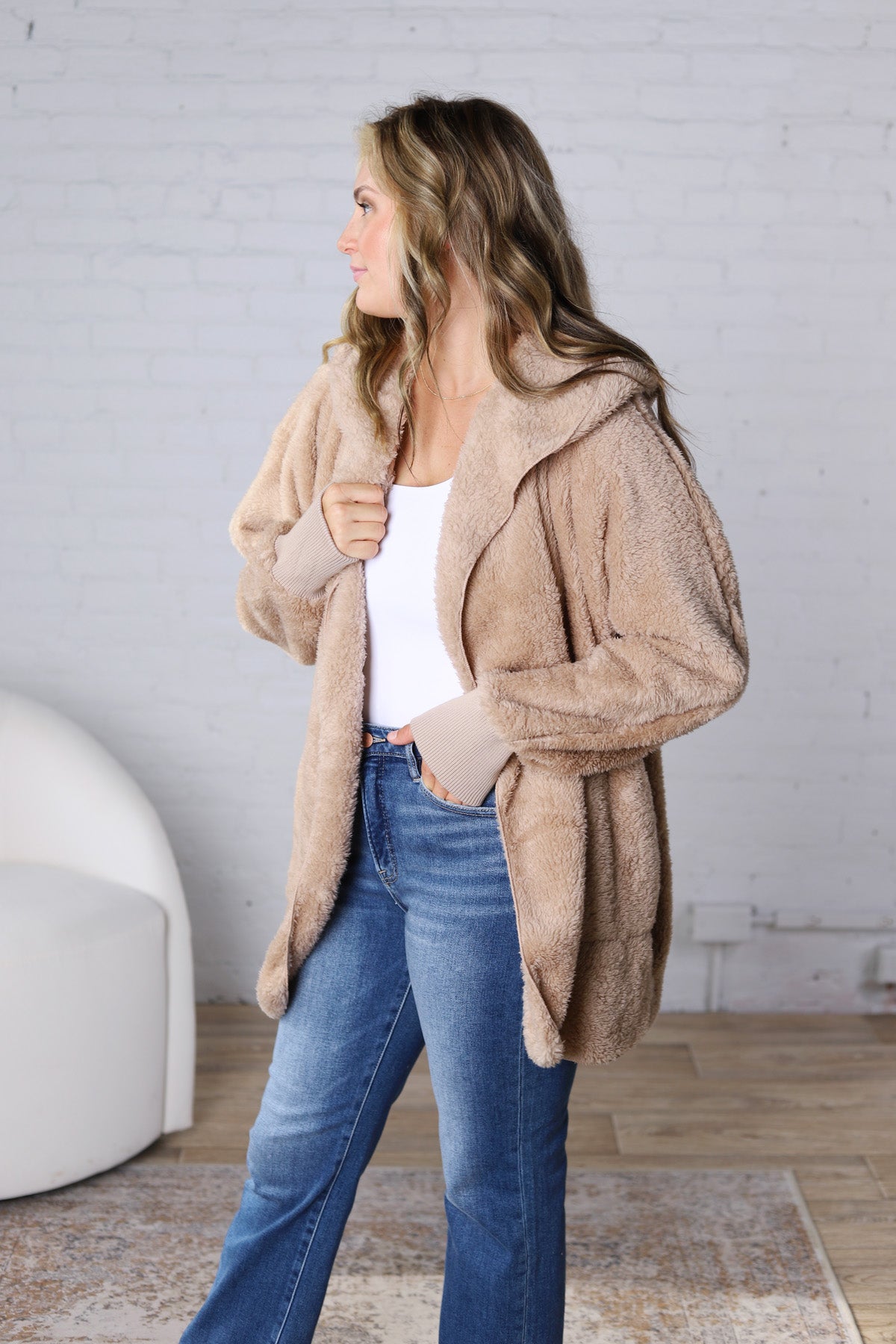 Raina Soft Faux Fur Jacket - Taupe
