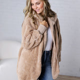 Raina Soft Faux Fur Jacket - Taupe