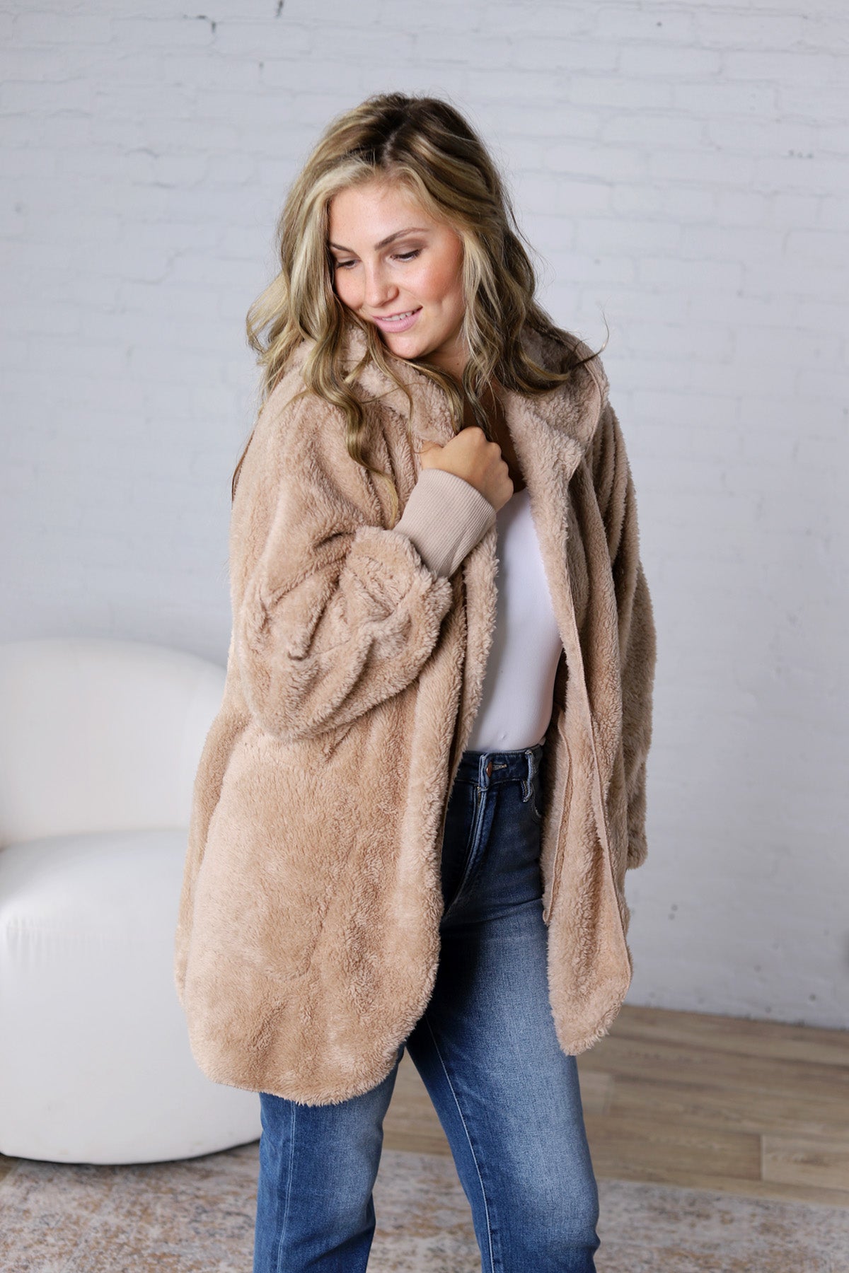 Raina Soft Faux Fur Jacket - Taupe
