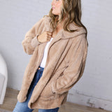 Raina Soft Faux Fur Jacket - Taupe