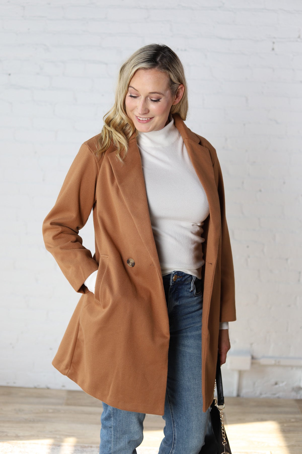 Raine Camel Double Breasted Coat