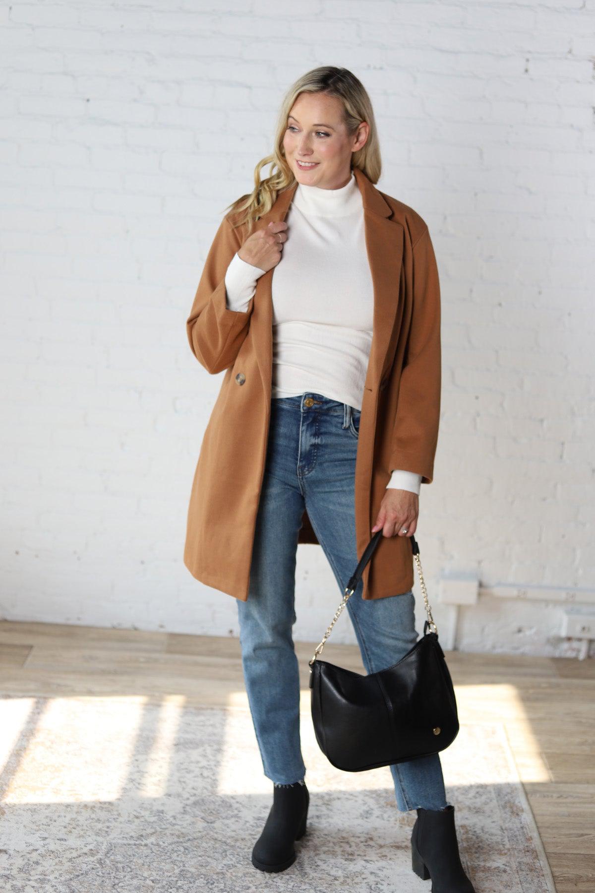 Raine Camel Double Breasted Coat