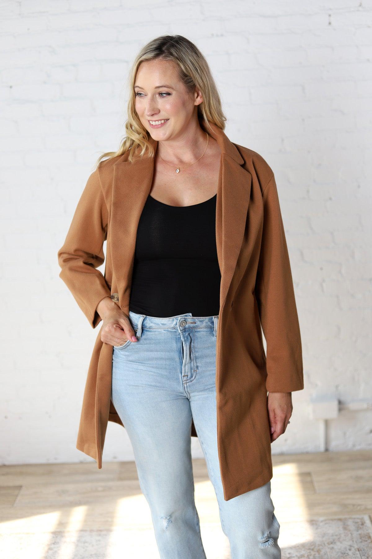 Raine Camel Double Breasted Coat