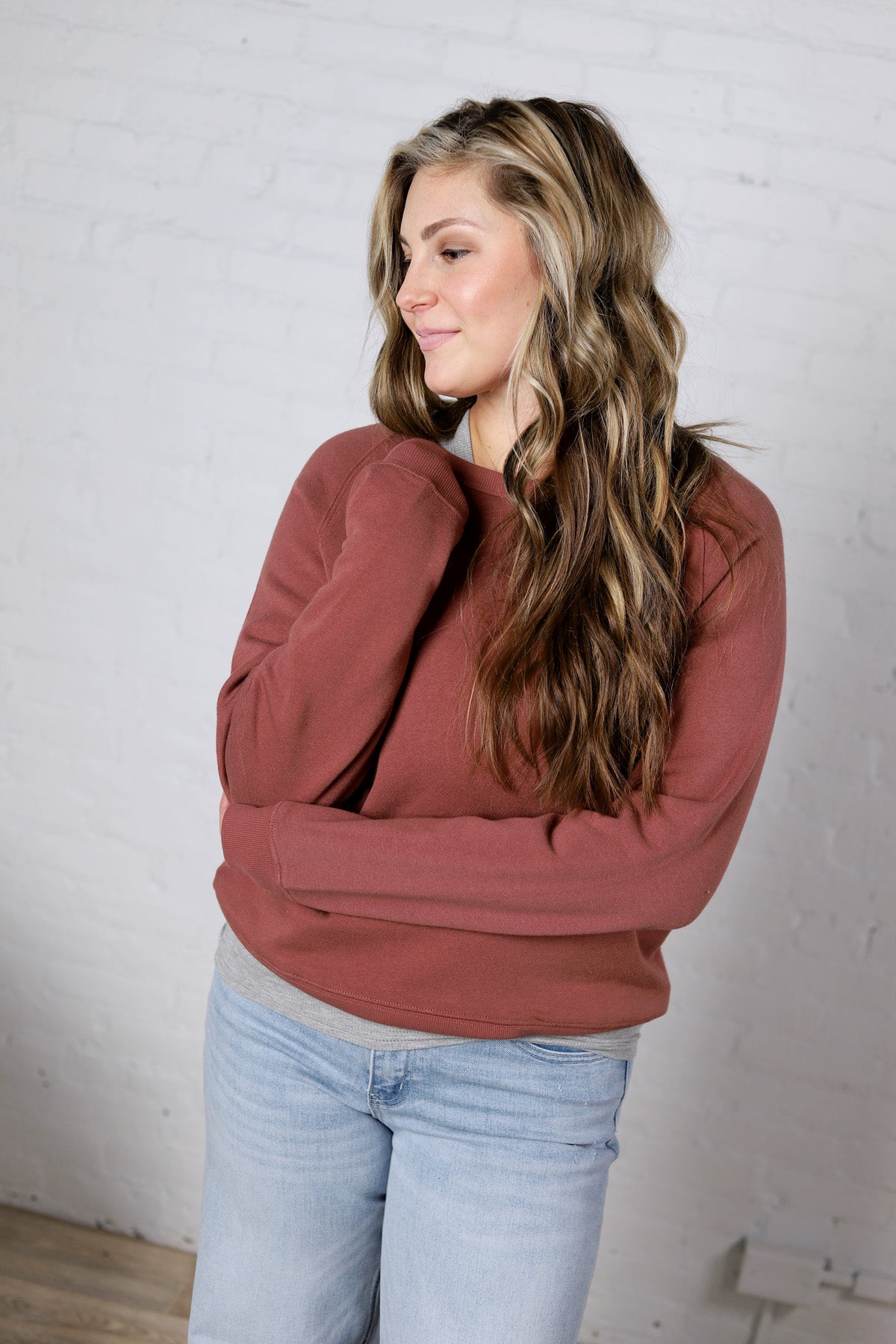 Ravyn Garment Washed Modal Fleece Sweatshirt - Sepia FINAL SALE