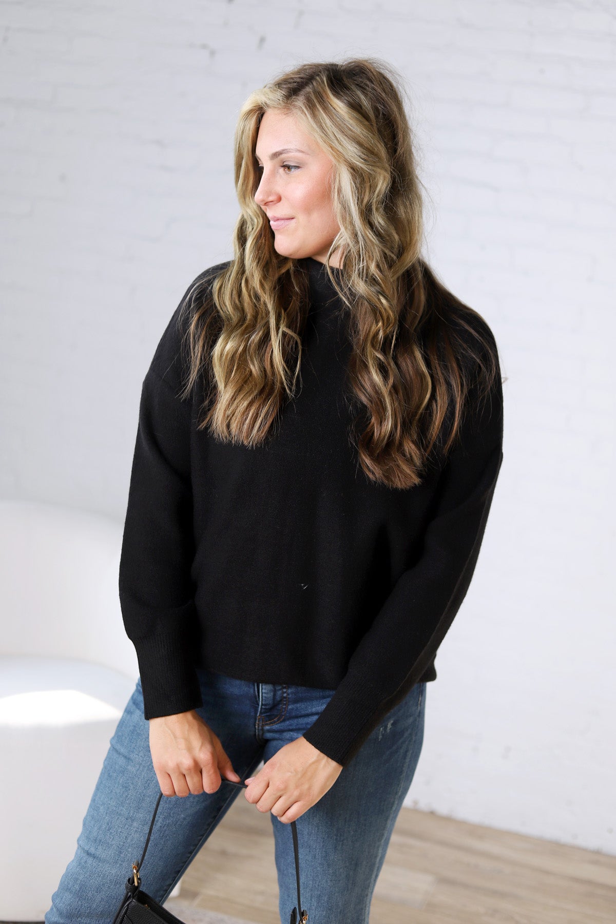 Rayna Funnel Neck Sweater - Black