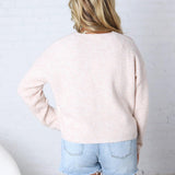 Reagan Button Front Sweater Cardigan - Ballet