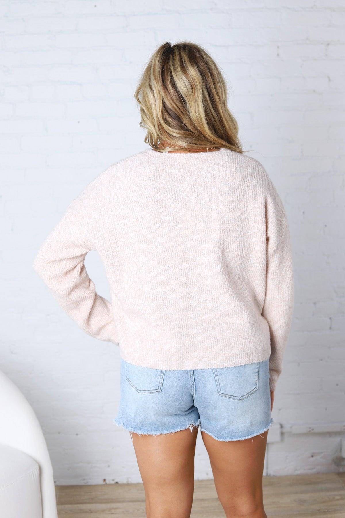 Reagan Button Front Sweater Cardigan - Ballet