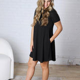 Reagan Round Hem A-Line Dress - Black