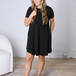 Reagan Round Hem A-Line Dress - Black