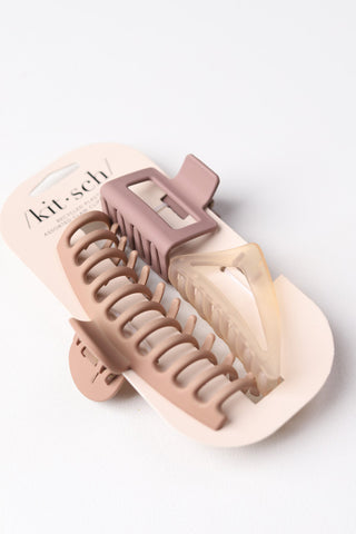 Recycled Plastic Assorted Claw Clip 3 Piece - Oversized