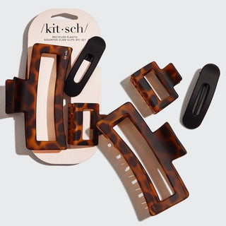 Recycled Plastic Assorted Claw Clips - Rectangle Open Shape