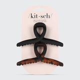 Recycled Plastic Large Loop Claw Clips 2 Piece - Black & Tortoise