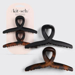 Recycled Plastic Large Loop Claw Clips 2 Piece - Black & Tortoise