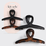 Recycled Plastic Large Loop Claw Clips 2 Piece - Black & Tortoise