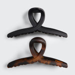 Recycled Plastic Large Loop Claw Clips 2 Piece - Black & Tortoise
