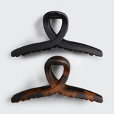 Recycled Plastic Large Loop Claw Clips 2 Piece - Black & Tortoise