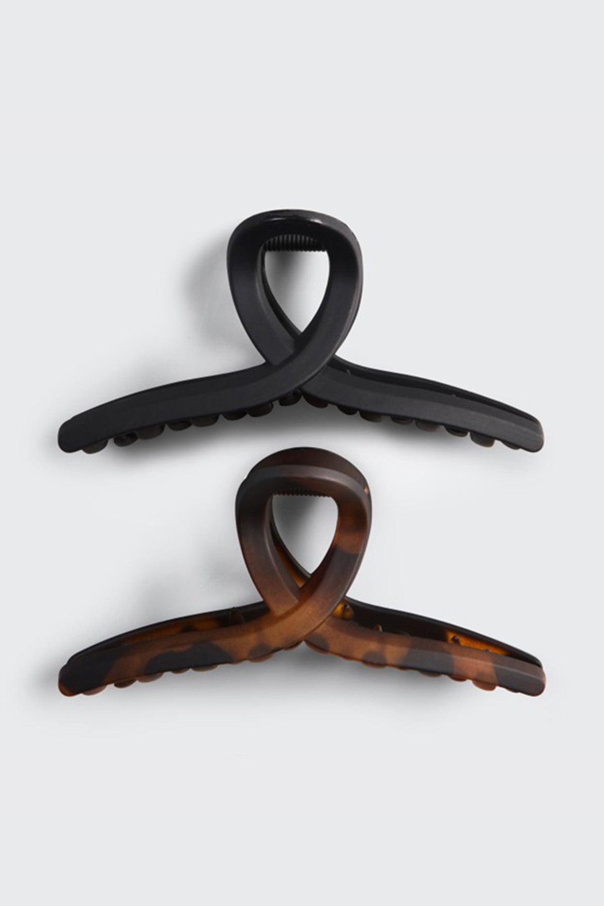 Recycled Plastic Large Loop Claw Clips 2 Piece - Black & Tortoise