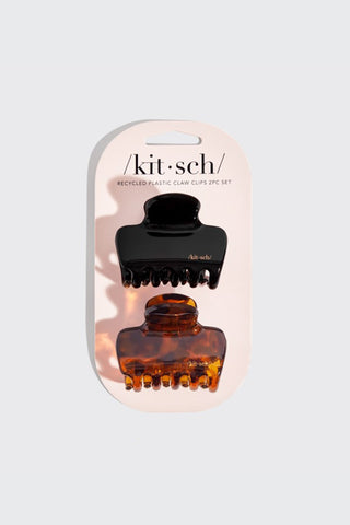 Recycled Plastic Medium Puffy Claw Clips 2 Piece - Black/Tort