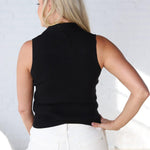 Reina Ribbed V Neck Tank - Black