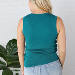 Remi Sleeveless Fitted Sweater Tank Top - Jade - FINAL SALE