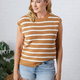 Remy Striped Sweater Vest - Camel/Ivory - FINAL SALE