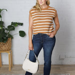 Remy Striped Sweater Vest - Camel/Ivory - FINAL SALE