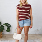 Remy Striped Sweater Vest - Wine/Oatmilk - FINAL SALE