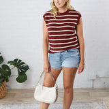 Remy Striped Sweater Vest - Wine/Oatmilk - FINAL SALE