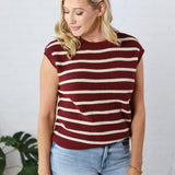 Remy Striped Sweater Vest - Wine/Oatmilk - FINAL SALE