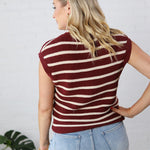 Remy Striped Sweater Vest - Wine/Oatmilk - FINAL SALE