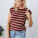 Remy Striped Sweater Vest - Wine/Oatmilk - FINAL SALE