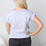 Renata Cotton Folded Sleeve Top - H Grey