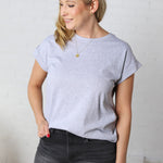 Renata Cotton Folded Sleeve Top - H Grey