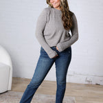Reya Crew Neck Pullover Exposed Seam Knit Sweater - Heather Smoke
