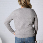 Reya Crew Neck Pullover Exposed Seam Knit Sweater - Heather Smoke