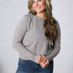 Reya Crew Neck Pullover Exposed Seam Knit Sweater - Heather Smoke