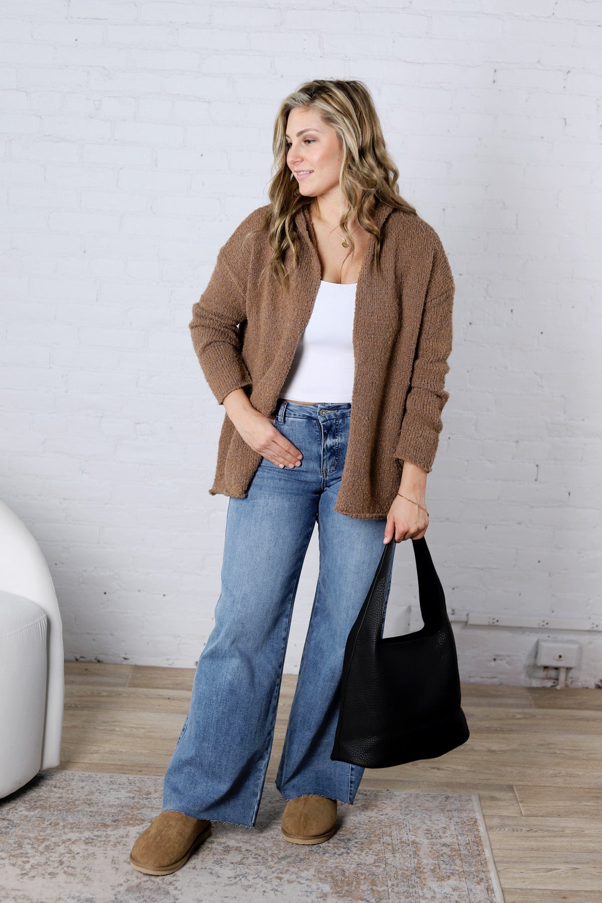 Rhea Hoodie Cardigans - Mocha