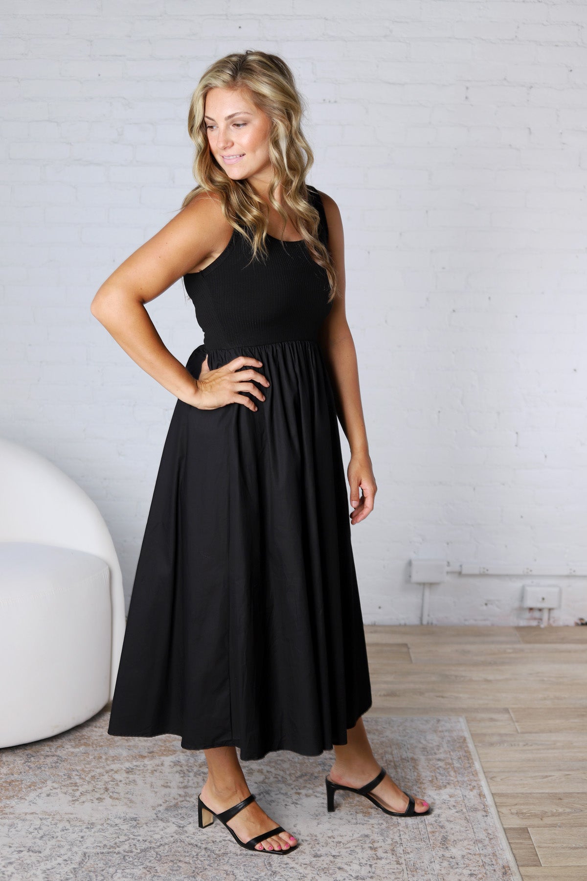 Rhiella Mix Media Tank Midi Dress