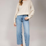 Rivelle Ribbed Contrast Long Sleeve Sweatshirt – Ivory