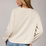 Rivelle Ribbed Contrast Long Sleeve Sweatshirt – Ivory