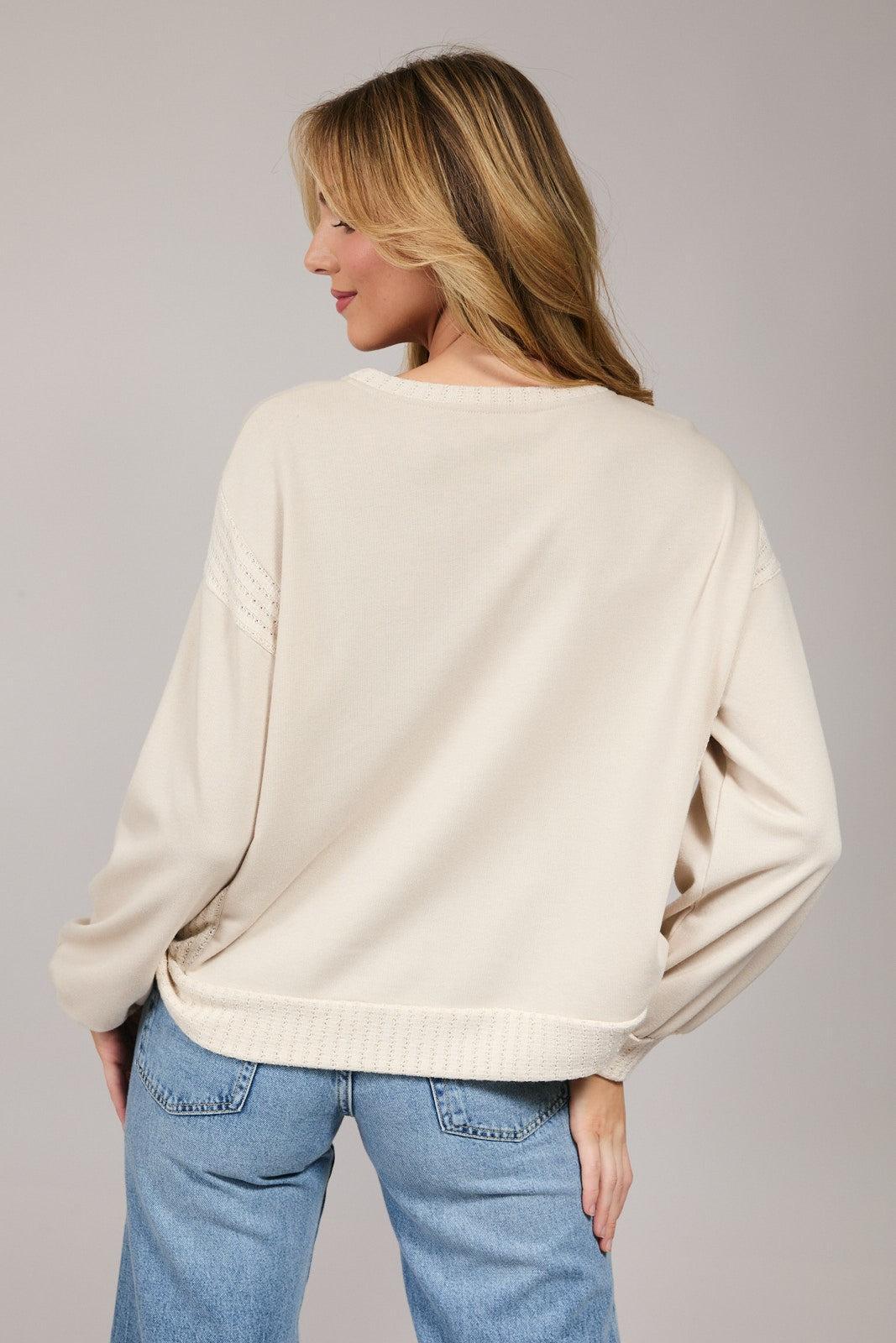 Rivelle Ribbed Contrast Long Sleeve Sweatshirt – Ivory