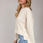 Rivelle Ribbed Contrast Long Sleeve Sweatshirt – Ivory