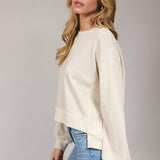 Rivelle Ribbed Contrast Long Sleeve Sweatshirt – Ivory