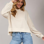 Rivelle Ribbed Contrast Long Sleeve Sweatshirt – Ivory